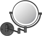 AQ4912MB зеркало косметическое настенное с подсветкой 5х, матовый черный