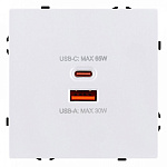 Розетка 2хUSB type A и C без рамки Kollinger Eclipse EC-024WH