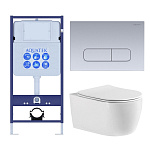 SET AQUATEK ЕВРОПА cmp014 (рама AQUATEK Standard INS-0000012, клавиша KDI-0000014, крепеж KKI-0000002+унитаз ЕВРОПА AQ1106-00 с тонким сиденьем sc), фото 1
