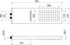 AQ2085MB настенный верхний душ 2 jet 550*170*30 мм, матовый черный, фото 3