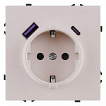 Розетка с заземлением и со шторкой и 2хUSB type A и C, без рамки Kollinger Eclipse EC-016CM