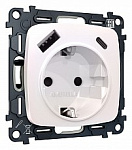 Розетка с заземлением и 2хUSB type A и C, без рамки Ambrella Volt OMEGA MO210010