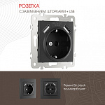 Розетка с заземлением и со шторкой и 2хUSB, без рамки Arte Milano am-206 206.47-1.black, фото 3