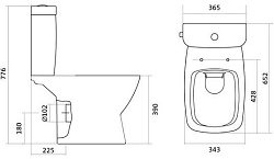 1.WH30.2.418 НЕО rimless Унитаз-компакт безободковый, 2 реж., дюро, метал крепеж, soft-close, тонкое, фото 4