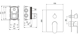 AQ1247CR ОБЕРОН смеситель Смесители для ванны 3 режима (внешняя и скрытая часть), фото 3