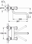 31187001 Costa L Смеситель для мойки, настенный, хром, фото 3
