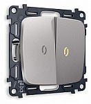 Выключатель двухклавишный с подсветкой без рамки Ambrella Volt OMEGA MO504010