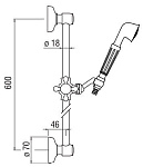 AD140/10BR душевой гарнитур 60 см 1jet, бронза, фото 3