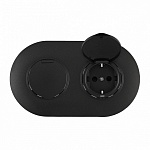 Розетка с заземлением и шторкой, с крышкой Arte Milano SET08-2 SET08-2-41-1x2 black, фото 2