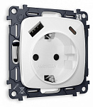 Розетка с заземлением и 2хUSB type A и C, без рамки Ambrella Volt OMEGA MO110010, фото 2