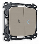 Выключатель проходной двухклавишный с подсветкой без рамки Ambrella Volt OMEGA MO364040
