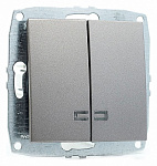 Выключатель двухклавишный с подсветкой без рамки Mono Electric Despina / Larissa 500-002425-103, фото 2