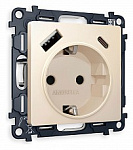 Розетка с заземлением и 2хUSB type A и C, без рамки Ambrella Volt ALFA MA330010