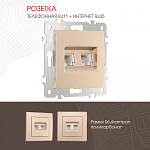 Розетка двойная RJ-11 и Ethernet RJ-45, без рамки Arte Milano am-206 206.44-1.shampan, фото 3