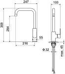 AQ1480MB ЛИРА смеситель Смесители для кухни, матовый черный, фото 3