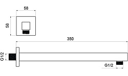AQ2175MB держатель верхнего душа настенный 350 мм, матовый черный, фото 3