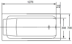 RUB PARALLEL E2946-00 ванна 150х70 без отверстий для ручек, фото 3