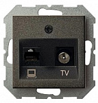 ТВ-розетка и розетка Ethernet RJ-45 без рамки LIREGUS EPSILON 28-113, фото 1