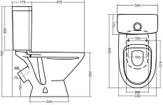 1.WH30.2.197 ЛИГА унитаз-компакт , диагон.выпуск, антивсплеск,2 режима, сиденье полипропилен, фото 3