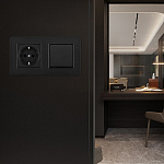 Блок с розеткой и выключателем Arte Milano SET16-2 SET16-2-40-1-30-1 black, фото 3