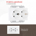 Розетка двойная с заземлением, без рамки Arte Milano am-206 206.40-2.white, фото 3