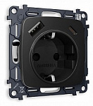 Розетка с заземлением и 2хUSB type A и C, без рамки Ambrella Volt OMEGA MO810010
