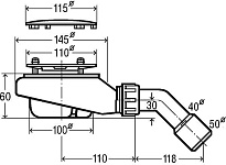634100 Tempoplex сифон 115 х 40/50, хром накладка, проп.способность 0,55 л/с, H=60 мм, для поддонов D=90 мм, отводящее колено 45°, фото 3