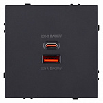 Розетка 2хUSB type A и C без рамки Kollinger Eclipse EC-024BK