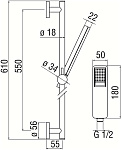 AD140/53WM душевой гарнитур 60 см 1jet (белый), фото 3