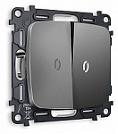 Выключатель проходной двухклавишный с подсветкой без рамки Ambrella Volt OMEGA MO654035