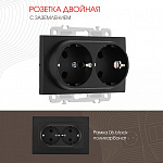 Розетка двойная с заземлением, без рамки Arte Milano am-206 206.40-2.black, фото 3