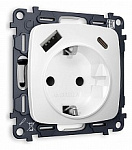 Розетка с заземлением и 2хUSB type A и C, без рамки Ambrella Volt OMEGA MO130010