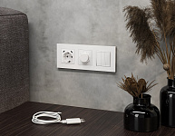 Накладка для розетки с заземлением и со шторками и 2хUSB type С Ambrella Volt ALFA AP1305, фото 4