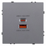 Розетка 2хUSB type A и C без рамки Kollinger Eclipse EC-024GY
