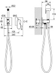 AQ1220CR ОБЕРОН комплект для гигиенического душа встроенный 2 отв. (смеситель + гигиеническая лейка + шланг), фото 3