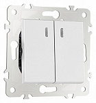 Выключатель проходной двухклавишный с подсветкой без рамки Arte Milano 203 203.33-2.white