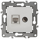 ТВ-розетка и розетка Ethernet RJ-45 без рамки Эра Эра 12 12-3110-01, фото 1