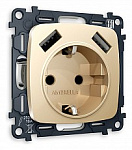 Розетка с заземлением и 2хUSB type A, без рамки Ambrella Volt OMEGA MO609010