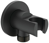 BC807XG IDEALRAIN Держатель с подключением душевой лейки 1/2", матовый черный, фото 1