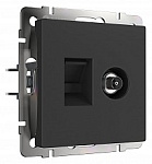 ТВ-розетка и розетка Ethernet RJ-45 без рамки Werkel черный матовый W1181308