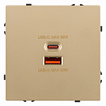 Розетка 2хUSB type A и C без рамки Kollinger Eclipse EC-024GD