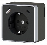 Розетка с заземлением и со шторками и USB Werkel Gallant (черный хром) W5071735