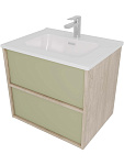 AQ66060-DO-GS Комплект мебели:Тумба 60 см ЛИБРА с раковиной AQ0460-00, 2 ящика,цвет фасадов шалфей зеленый, корпус дуб давос