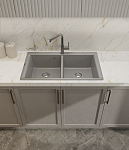RIVELATO Мойка AXEL 90-2D 2-чаши 870*520мм grigio metallizzato арт., фото 3