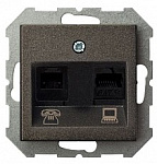 Розетка двойная RJ-11 и Ethernet RJ-45, без рамки LIREGUS EPSILON 28-115, фото 1