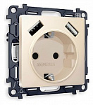 Розетка с заземлением и со шторкой и 2хUSB type A, без рамки Ambrella Volt ALFA MA329010