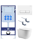 Set AQUATEK КЛАССИК cm (рама AQUATEK Standard INS-0000012 с звукоиз.прокладкой+крепеж KKI-0000002+кнопкаKDI-0000061+унитаз КЛАССИК AQ1112-00 с крышкой, фото 1