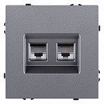 Розетка двойная Ethernet RJ-45 и со шторками, без рамки Kollinger Eclipse EC-018GY