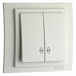 Выключатель проходной двухклавишный без рамки Mono Electric Despina / Larissa 500-001923-111, фото 1