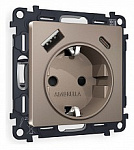 Розетка с заземлением и 2хUSB type A и C, без рамки Ambrella Volt ALFA MA640010